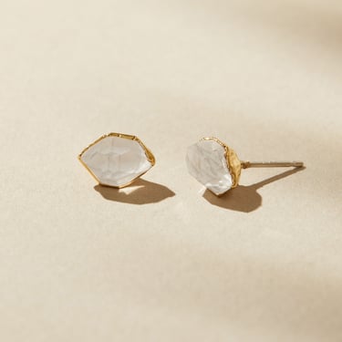 raw herkimer diamond earrings, raw herkimer quartz studs, april birthstone earrings, jewelry for bridesmaids gifts, healing crystal earrings 