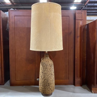 Vintage (c. 1969) Cork Table Lamp with Original Shade