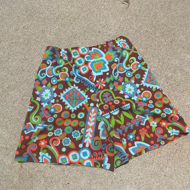 1960s psychedelic printed cotton shorts with talon zip 