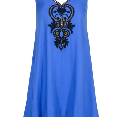 Lilly Pulitzer - Periwinkle Blue Sleeveless Shift Dress w/ Gold stone V Trim Sz XXS