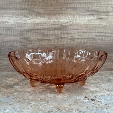 Indiana Glass Oval Bowl Footed Pink Depression Glass Fruit Bowl 