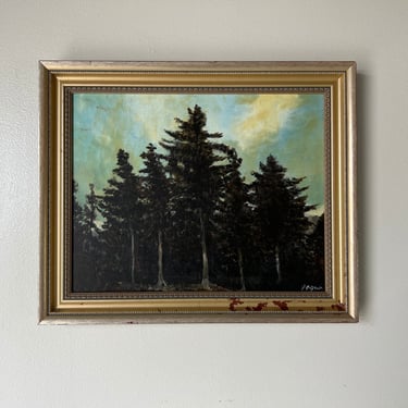 70's J. Gavin Impressionist Abstract Trees Landscape Oil Painting, Framed 