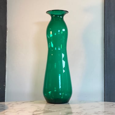 tall Blenko vase #7236 in emerald green handblown glass 