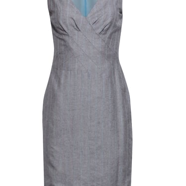 Carolina Herrera - Light Grey &amp; Blue Striped Sheath Dress Sz 4