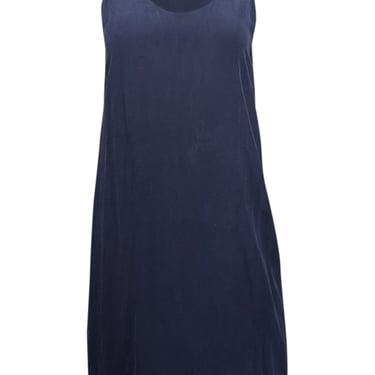 Grana - Navy Silk Sleeveless Shift Dress Sz S