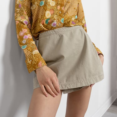 HIGH RISE COTTON Mini Skirt Vintage Khaki Grunge Y2K 2000's / 25 Inch Waist / Size 2 