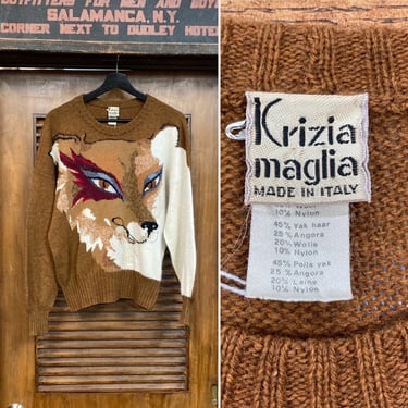Vintage 1980’s “Krizia” Made in Italy Fox Design New Wave Sweater, 80’s Vintage Clothing 