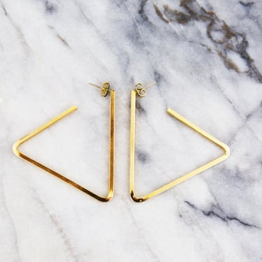 Vintage Gold Metal Triangle Minimalist Earrings 