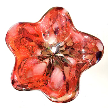 Large Red Murano Shallow Candy Dish 