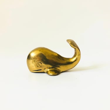 Small Vintage Brass Whale 