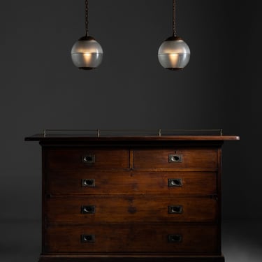 Tailor&#039;s Chest of Drawers / Holophane Globe Pendant