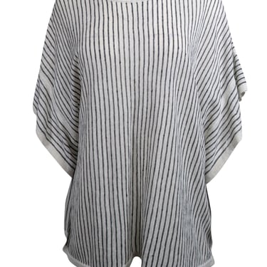 Eileen Fisher - Ivory & Black Striped Knit Short Sleeve Top Sz XL