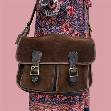 Vintage Coach Berkeley Field Bag Retro 1990s RARE + Preppy + 5284 + Brown + Reverse Suede + Leather + Messenger Bag + Crossbody + Accessory 