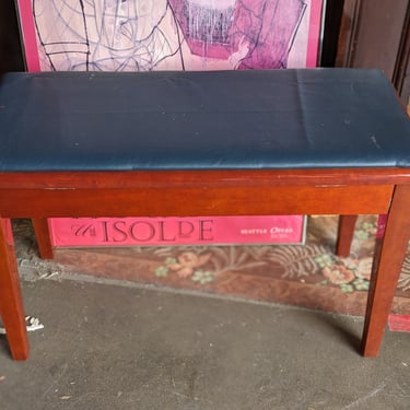 Blue Leather Top Piano Bench