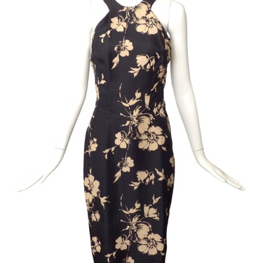 ESTEVEZ- 50s Silk Print Sheath Dress, Size 4