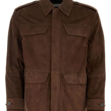 Salvatore Ferragamo Man Brown Suede Jacket