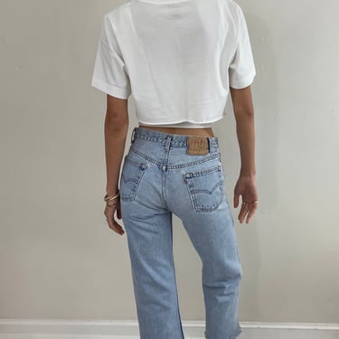 vintage 80s Levi's 501 faded button fly boyfriend cropped Levis jeans size 28