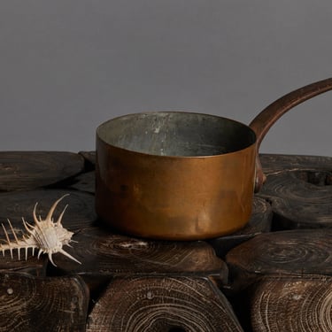 Small French Deep Copper Saucepan with Iron Handle
