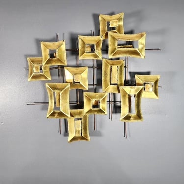 Mid Century Metal Wall Sculpture Signed Candy 
