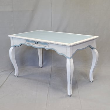 Vintage Pine French Style Painted Blue and White Desk