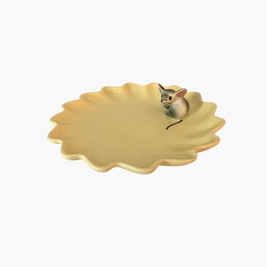 Vintage Yellow Cheese Plate With Mouse 