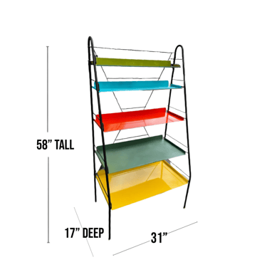 Multicolored MCM Industrial Metal Tapered Folding Shelf Unit