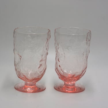 vintage Morgantown pink crinkle pedestal glasses 