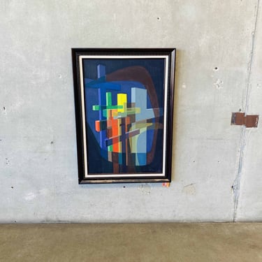 Abstract Cubist Painting Signed 1972