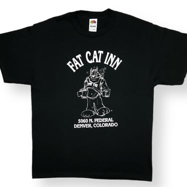 Vintage 90s Fat Cat Inn Denver Colorado Restaurant/Bar Beer Drinking Graphic T-Shirt Size Large/XL 