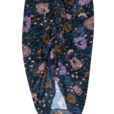 Veronica Beard - Black w/ Multicolor Floral Print Silk Ruched Skirt Sz 4