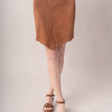 Y2K Wilson Brown Suede Studded Skirt