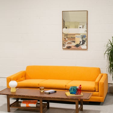 Orange Mid Century Floating Sofa