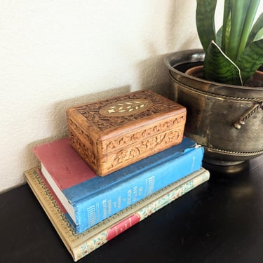 Handcarved Inlaid Rosewood Box, Made in India 