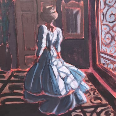 Woman at window #5  |  Original Acrylic Painting on Canvas 16