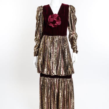 Velvet Tiered Metallic Gown