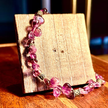 Amethyst Nugget Bracelet Deep Purple Barrel Beads Handmade Artisan Jewelry Gift Purple Gemstone 
