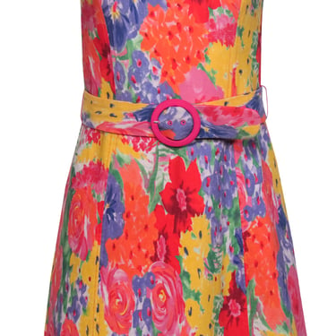 Amanda Uprichard - Multicolor Abstract Floral Print Strapless Mini Dress Sz S