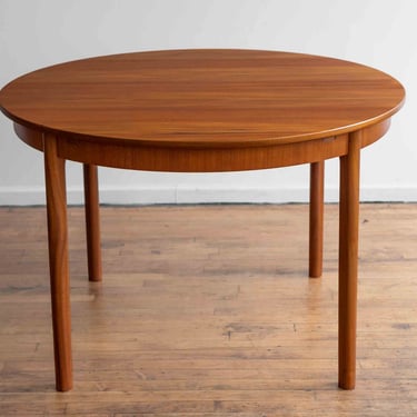 Vintage Scottish Mid Century Round Teak Butterfly Leaf Dining Table by McIntosh 