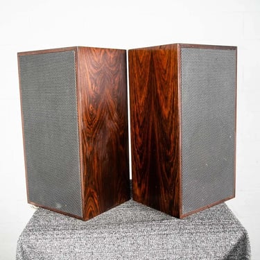 Mid Century Danish Modern Speakers Set Brazilian Rosewood Compact Vintage Hifi