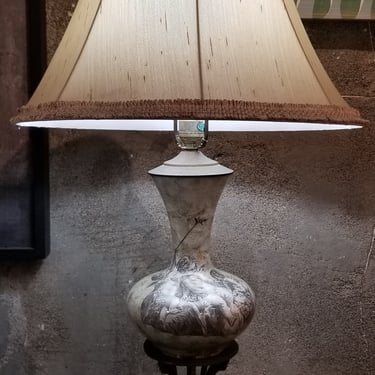 Neoclassical Églomisé Cherub & Porpoise Table Lamp Detail Base 