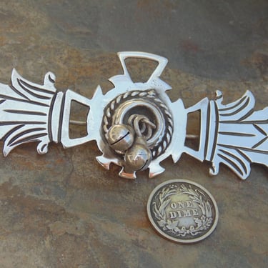 Taxco 980 Silver Brooch with Bells and a C Clasp c. 1930's 