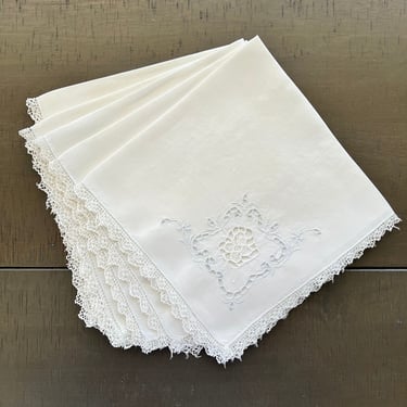 Italian needle lace napkins 5 distressed 