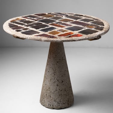 Concrete and Stained Glass Garden Table