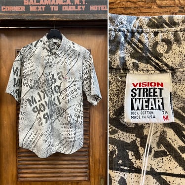 Vintage 1980’s “Vision Street Wear” Punk Skate Stencil Graffiti Barbed Wire New Wave Cotton Shirt, 80’s Vintage Clothing 