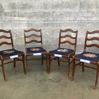 Set of 4 Floral Needlepoint Chairs (Seattle)