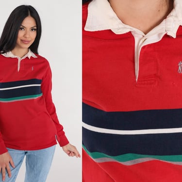 Vintage Polo Ralph Lauren Striped Rugby Longsleeve Polo Shirt 