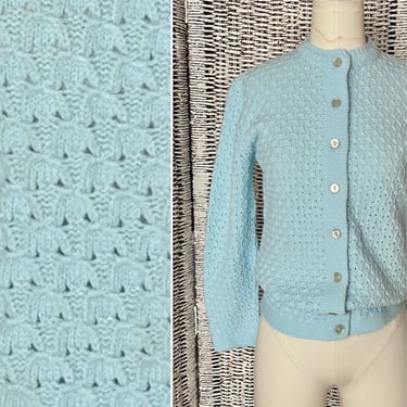 Vintage Cardigan, Open Weave, Button Down Sweater, Orlon, 60s Mid Century 