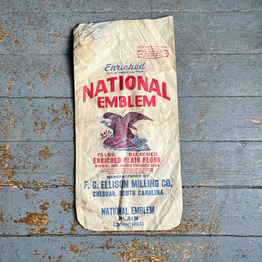 Vintage National Emblem F.G. Ellison Flour Sack Cheddar, SC 