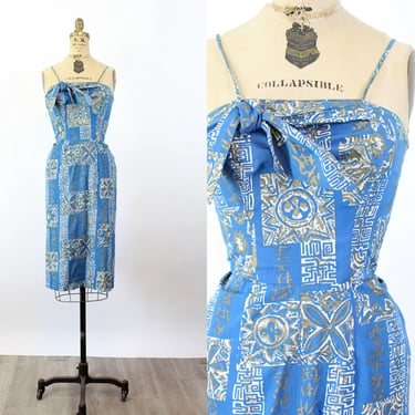 1950s TIANA PITTELLE Hawaiian tiki print dress xs | new summer 