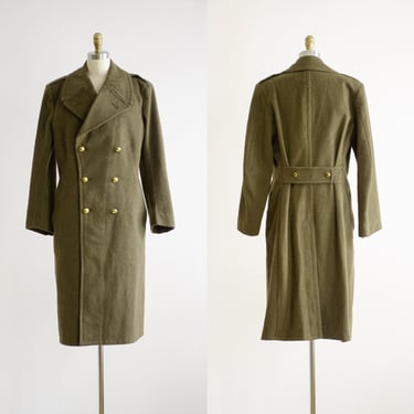 green wool coat 60s vintage Ma. Ge. Co. French military heavy men's coat 